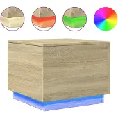 vidaXL Table basse avec lampes LED Chêne Sonoma 50x50x40 cm