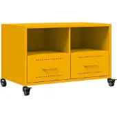 vidaXL Armoire TV jaune moutarde 68x39x43,5 cm Acier laminé à froid