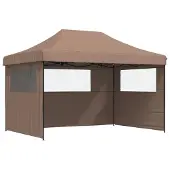 vidaXL Tente de réception pliable Pop-Up avec 3 parties latérales brun