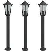 vidaXL Lampes d'allée 3 pcs. noir 80 cm acier inoxydable