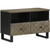 vidaXL Armoire TV noire 70x33x46 cm bois massif mangue