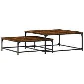 vidaXL Tables d'ensemble 2 pcs. Chêne fumé Matériau dérivé du bois