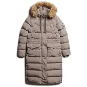 Superdry Everest Faux Fur Longline Jacket Beige 2XS Femme