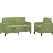 vidaXL Ensemble de canapés avec rangement, 2 pièces, polyester vert clair