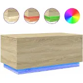 vidaXL Table basse avec lampes LED Chêne Sonoma 90x50x40 cm