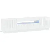 vidaXL Meuble TV LED, blanc brillant, en panneaux de particules