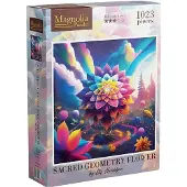 Magnolia Puzzle Fleur Géométrie Sacrée - bunte Puzzle 1023 Teile