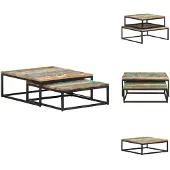 vidaXL - Table basse, lot de 2, en bois massif recyclé