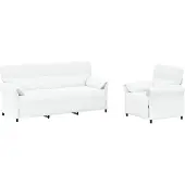 vidaXL Ensemble de canapés, 2 pièces, blanc, revêtement en tissu
