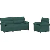 vidaXL Ensemble de canapés, 2 pièces, tissu vert foncé