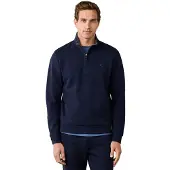 Hackett London pour homme. HM5800151 Sweat à demi-fermeture éclair marine (M), Casuel, Coton, Manche longue