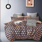 KZ Ensemble de literie satin géométrique 200x220 cm