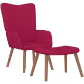 vidaXL Fauteuil relax avec pouf vin rouge velours