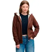 Superdry Signature Embroidered Borg Full Zip Sweatshirt Marron S Femme