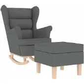 vidaXL Fauteuil à bascule avec repose-pieds Gris foncé Tissu