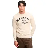 Superdry Applique Graphic Jumper Sweater Beige L Homme