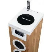 Thomson Enceinte colonne - Bluetooth/CD/USB/SD - Blanc/Bois - 60 W - Radio FM