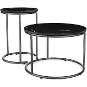 Merkloos Ensemble de tables basses Ottawa, imitation marbre noir