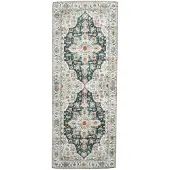 FRAAI Tapis de couloir lavable | Domingo Mandala Vert Foncé | 80x250cm | Turquoise | Tapis de couloir | Tapis