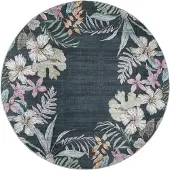 FRAAI Tapis d’extérieur rond à fleurs | Poppy Vert | Ø 80cm | Vert | Rond | Tapis