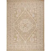 FRAAI Tapis d'extérieur en jute | Daisy Medallion Blanc | 160x230cm | Marron | Polypropylène | Rectangulaire