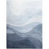 FRAAI Tapis moderne | Field Bleu/Gris | 80x150cm | Bleu | Polyester | Rectangulaire