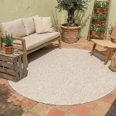 NATURL. Tapis d'extérieur rond | Costa Sable | Ø 100cm | Crème | Rond | Tapis d'extérieur