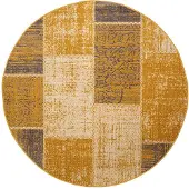 FRAAI Tapis patchwork rond | Spring Jaune Ocre/Taupe | Ø 200cm | Jaune | Polypropylène | Rond