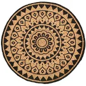 FRAAI Tapis rond en jute | Henna Ayda Naturel | Ø 150cm | Noir | Rond | Tapis