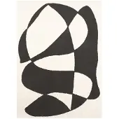FRAAI Tapis japandi | Yori Abstract Crème/Noir | 80x150cm | Crème | Polyester | Rectangulaire
