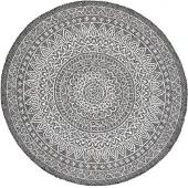 FRAAI Tapis d'extérieur rond | Summer Azteca Gris | Ø 120cm | Gris | Polypropylène | Rond