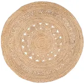 NATURL. Tapis en jute | Fair Rond Rotin Naturel | Ø 150cm | Marron | Jute | Rond