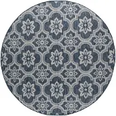 FRAAI Tapis d’extérieur rond – Rio Flower Bleu | Ø 140cm | Bleu | Rond | Tapis