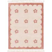 Little Olly Tapis lavable pour enfant | Moos Flower Rose | 200x290cm | Rose | Rectangulaire | Tapis enfants