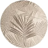 FRAAI Tapis d'extérieur rond | Tiga Palm Taupe | Ø 100cm | Taupe | Polypropylène | Rond