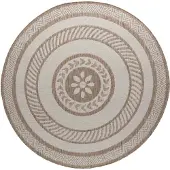 FRAAI Tapis d’extérieur rond en jute – Nusa Medallion Beige/Crème | Ø 100cm | Beige | Rond | Tapis