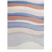 FRAAI Tapis géométrique – Swing Waves Bleu/Rose | 160x230cm | Bleu | Polyester | Rectangulaire