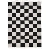 FRAAI Tapis damier | Blox Fringe Noir | 80x150cm | Noir | Coton | Rectangulaire
