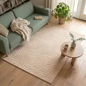 FRAAI Tapis scandinave | Charm Waves Beige | 80x150cm | Beige | Rectangulaire | Tapis