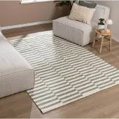 FRAAI Tapis en coton | Dazzle Blocks Vert/Blanc | 230x330cm | Blanc | Rectangulaire | Tapis