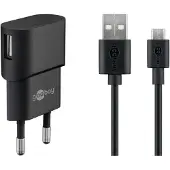 Goobay Kit de charge Micro USB 1 A Adaptateur secteur avec câble Micro USB noir 1 m (1 Softpack)