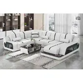 AEA Modern Wohnlandschaft Sofa U-Form Ecksofa Designersofa Weiß Kunstleder