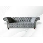 AEA Tissu Canapé Coussin Garniture 3 places Canapés Chesterfield Gris Velours