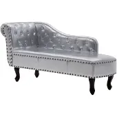 vidaXL Chaise longue Argent Similicuir