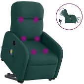 vidaXL Fauteuil de massage électrique avec releveur Tissu vert foncé
