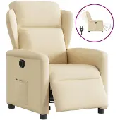 vidaXL Fauteuil relax électrique Crème Tissu