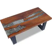 vidaXL Table basse en résine de teck 100x50 cm