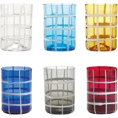 Zafferano Twiddle - Lot De 6 Verres En Verre Soufflé Coloré, 35 Cl - Faits Main Avec Déco Blanche, Lavables Au Lave-Vaisselle