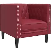 vidaXL Fauteuil Chesterfield vin rouge similicuir