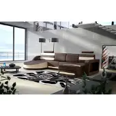 AEA WOHNLANDSCHAFT LEDERSOFA XXL ECKSOFA COUCH GARNITUR DESIGN ECKCOUCH Braun-Beige